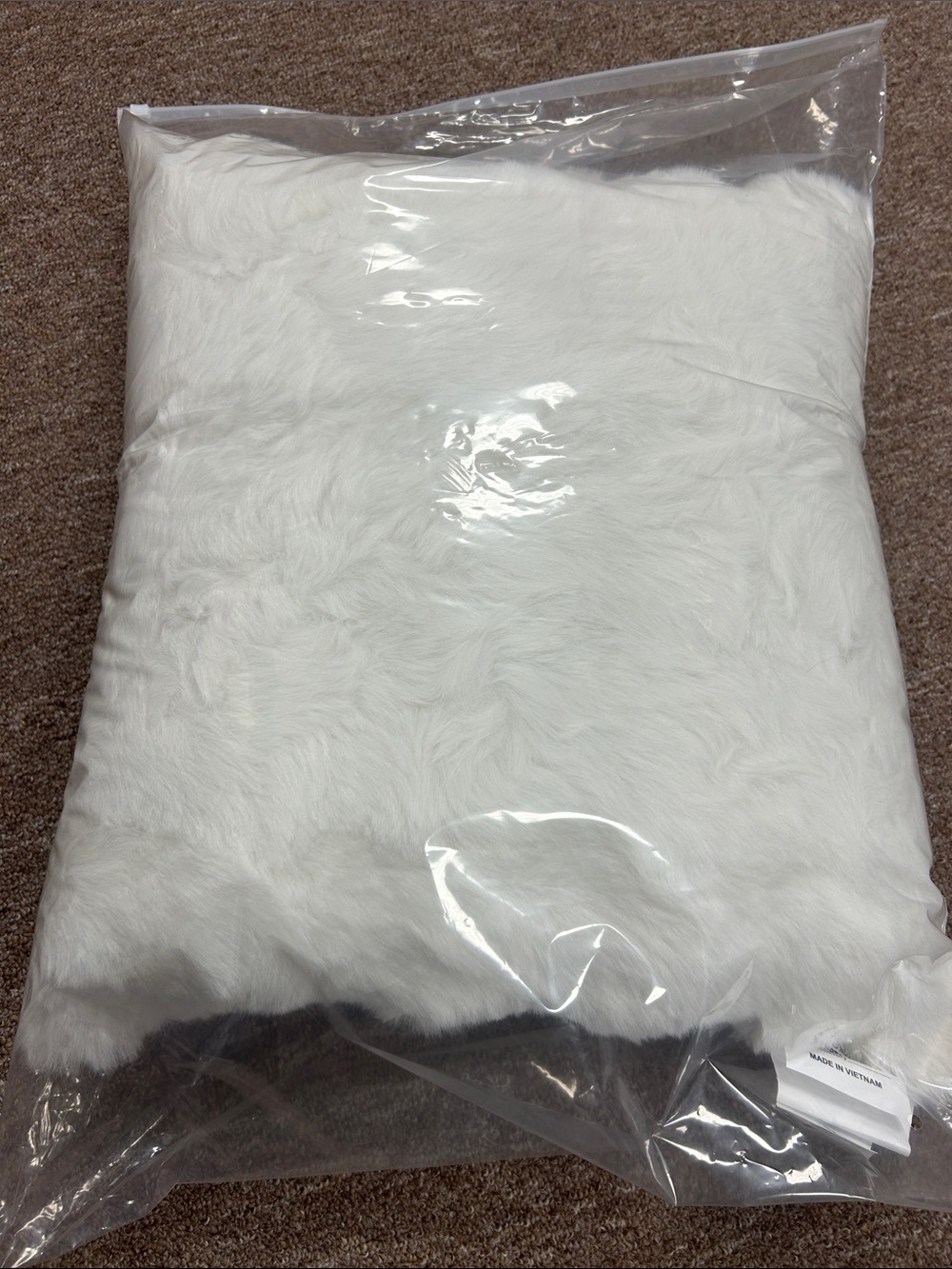 White Faux Fur Throw Pillow - Plush Decorative Accent